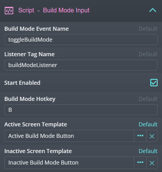 Build Mode Input
